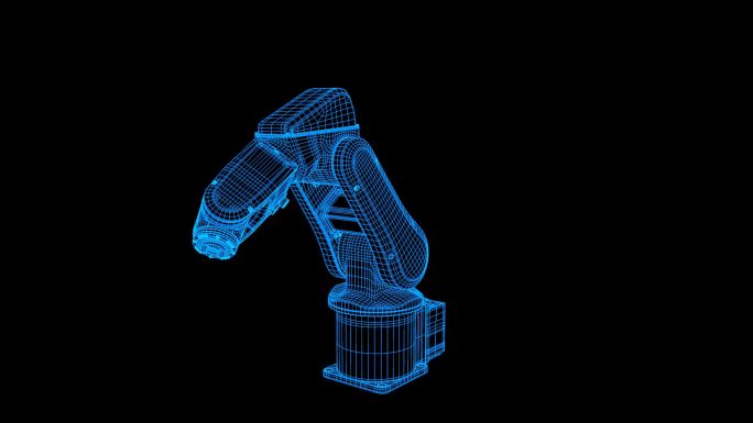 蓝色线框全息科技工业机器人动画素材带通道