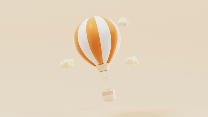 循环运动的热气球3D渲染