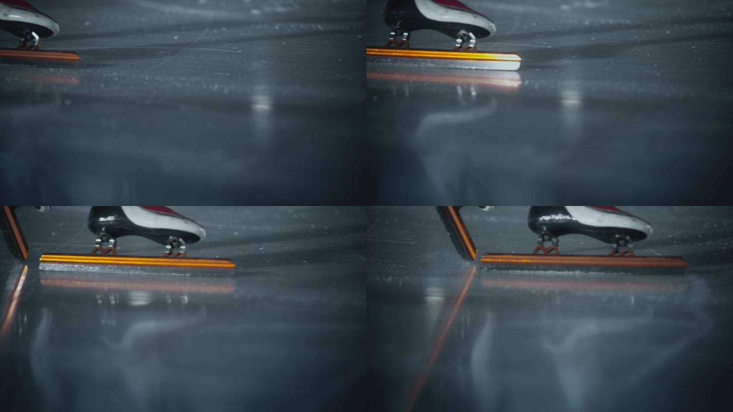 短道速滑冰刀高速特写