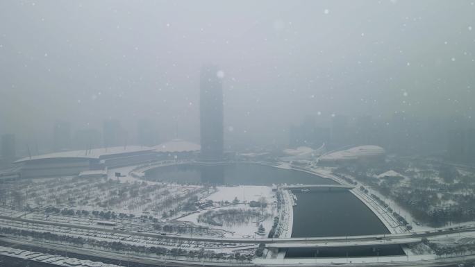 郑州郑东新区冬日雪景