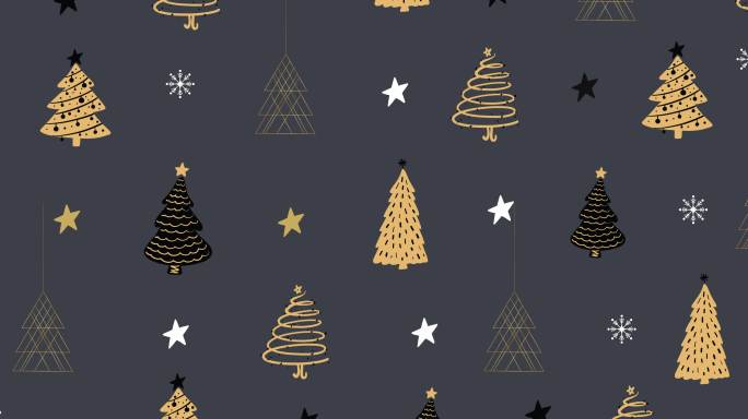 灰色背景下的多种圣诞树和星星