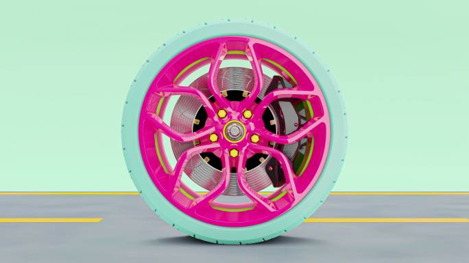 粉红合金车轮概念艺术场景
