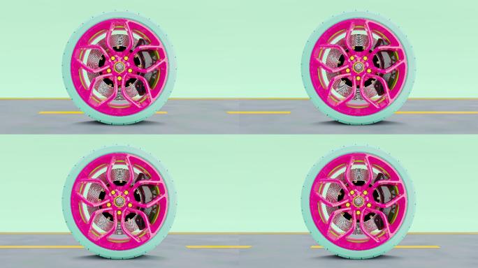 粉红合金车轮概念艺术场景