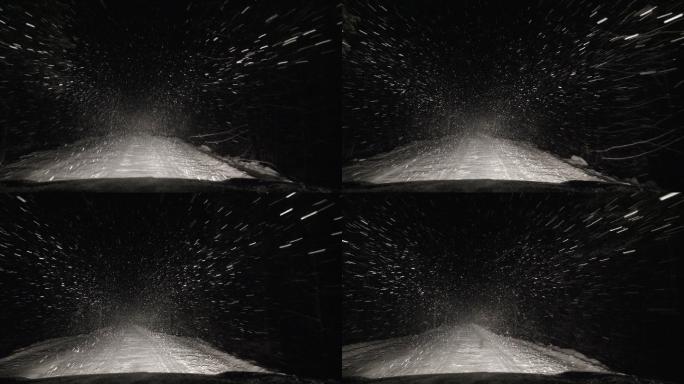 汽车正沿着一条被雪覆盖的森林路行驶。