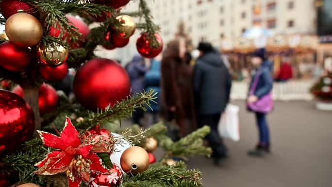 圣诞节或新年主题圣诞节气氛街头国外新年