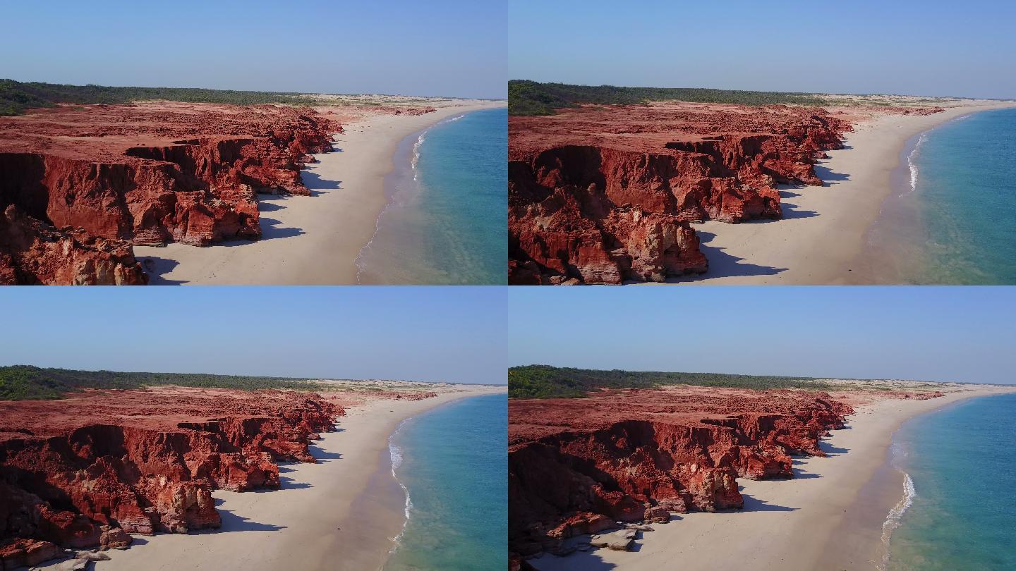 海滩和岩石航拍大景空镜素材海边海岸