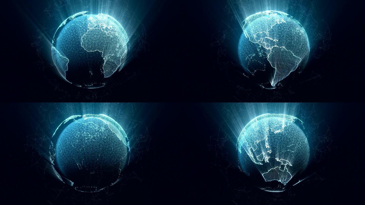 转动的地球合成特效全息素材科技感宣传片