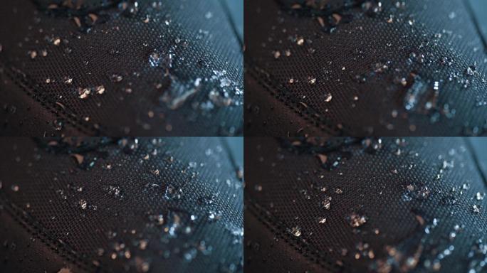 水滴落在鞋面防水膜织物上