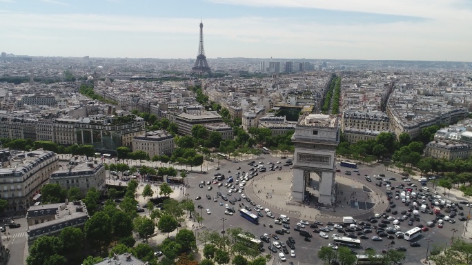 巴黎航拍大景地标广场旅游景区