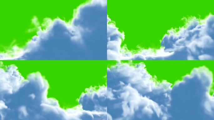 绿色背景上的云
