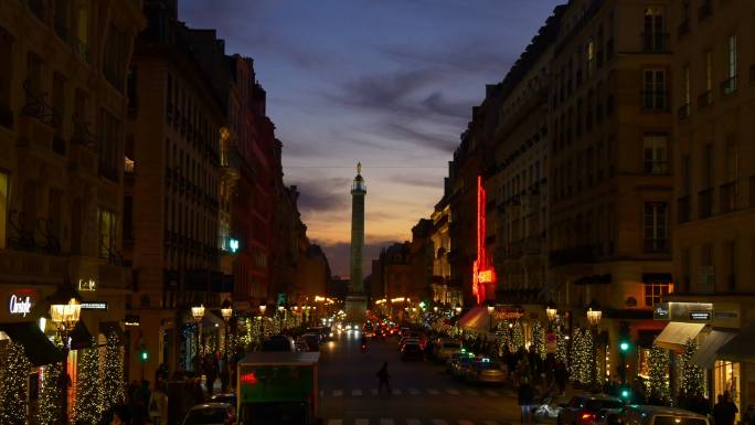 法国巴黎傍晚街景繁华建筑群大气全景空镜