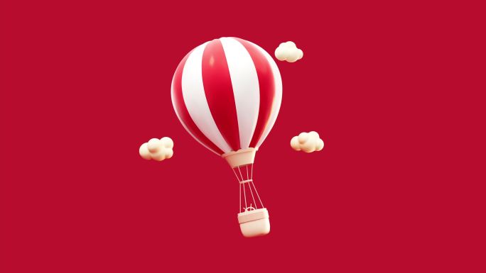 循环运动的热气球3D渲染