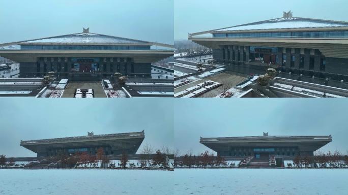 4K曲阜航拍孔子博物馆雪景