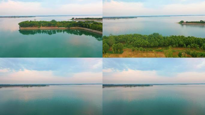 4K航拍 景区湖面小岛自然风光