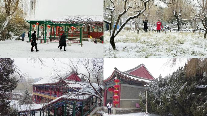 大观园雪景 城市公园 北京地标建筑
