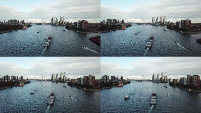 鹿特丹运河城市建筑快速发展航拍延时国外地