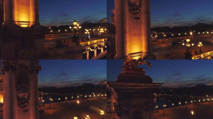 航拍日落时的美丽巴黎