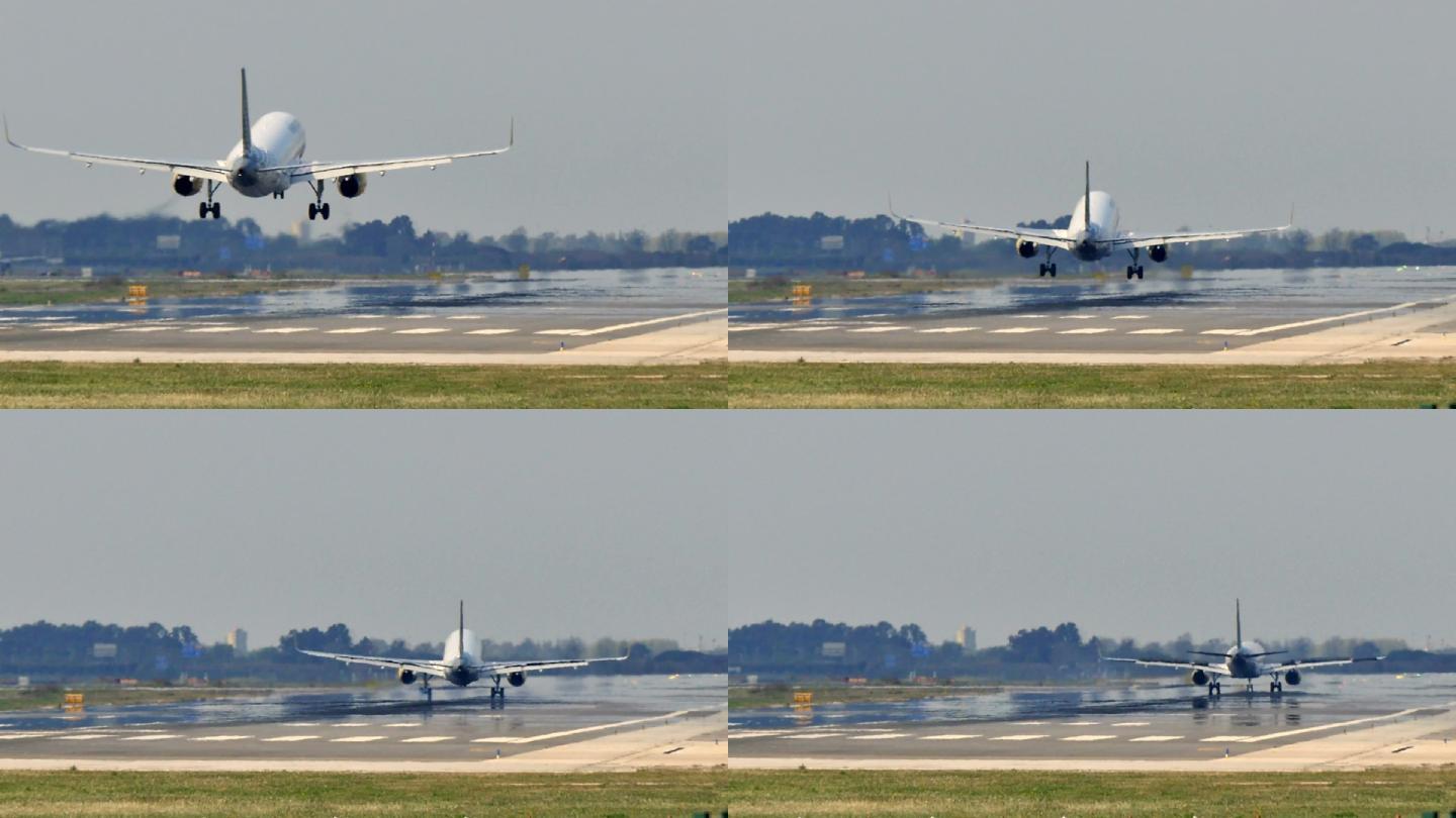 商业客机在巴塞罗那国际机场降落