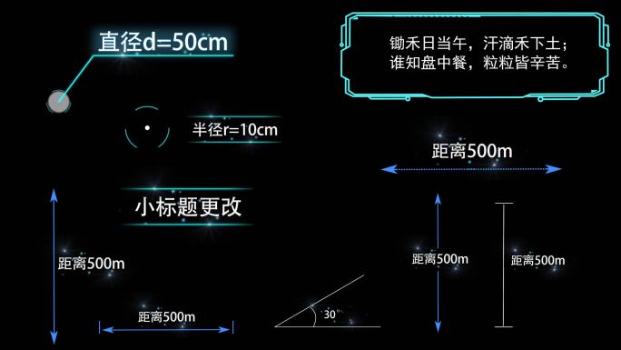 距离、角度、半径等数学标注模板