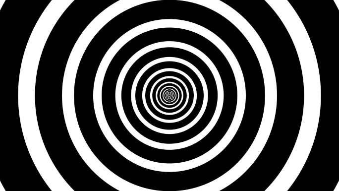 催眠黑白背景。螺旋放大时空隧道穿梭
