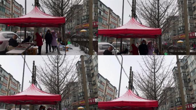 原创视频素材 冬雪 露天市场一隅