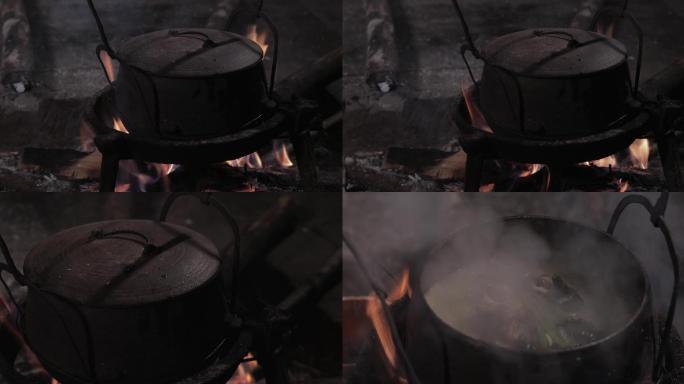 湖南湘西柴火铁罐炖猪脚一组09