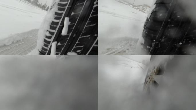 雪地上行驶中的车轮
