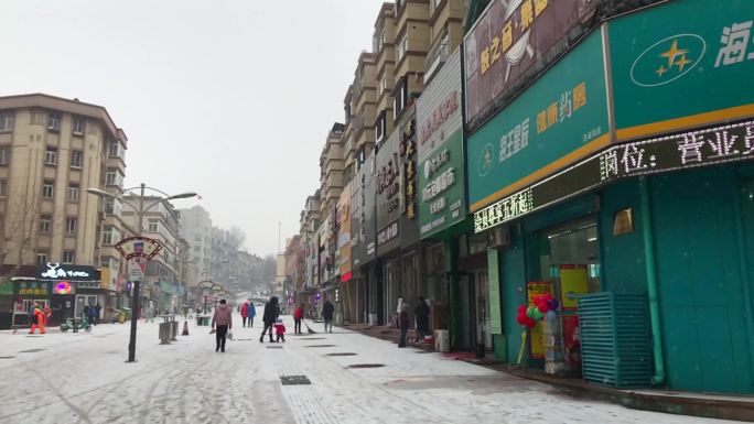 原创视频素材 街头雪景 雪花