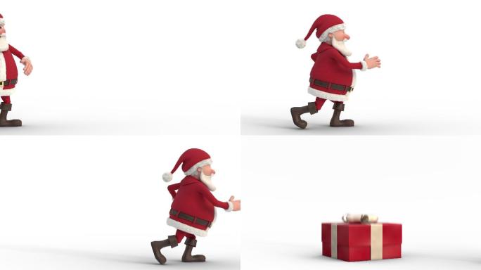 圣诞老人偷偷穿过屏幕，弹出一个礼物盒