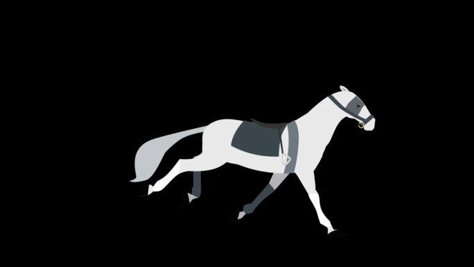 卡通MG白马奔跑循环动画素材