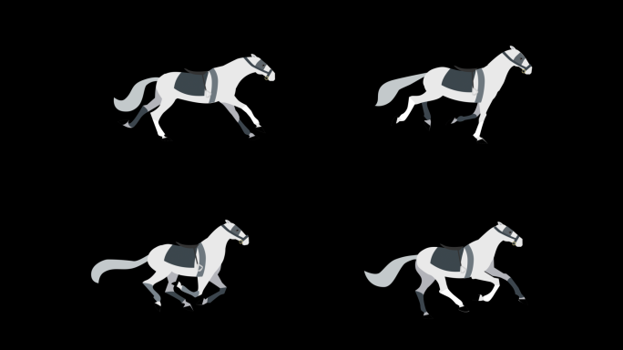 卡通MG白马奔跑循环动画素材