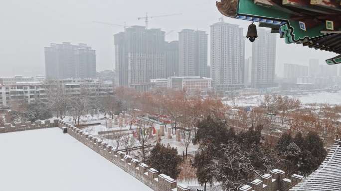 古建筑雪景航拍