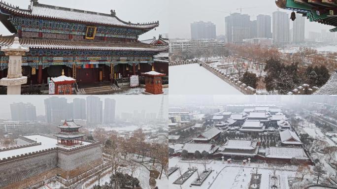 古建筑雪景航拍