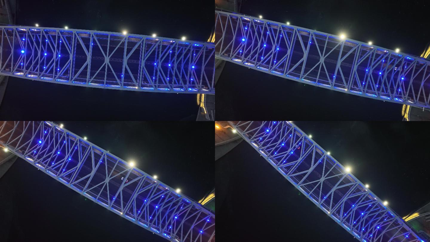 天津海河国泰桥夜景 俯视旋转航拍