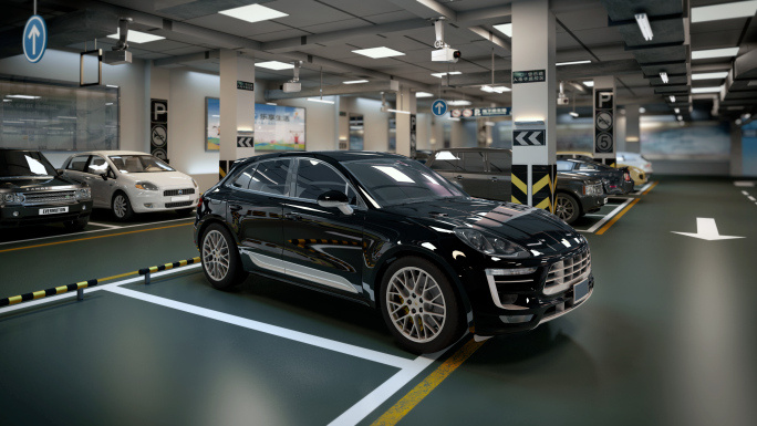 三维车入库停车场地下车库停车场车位停车场