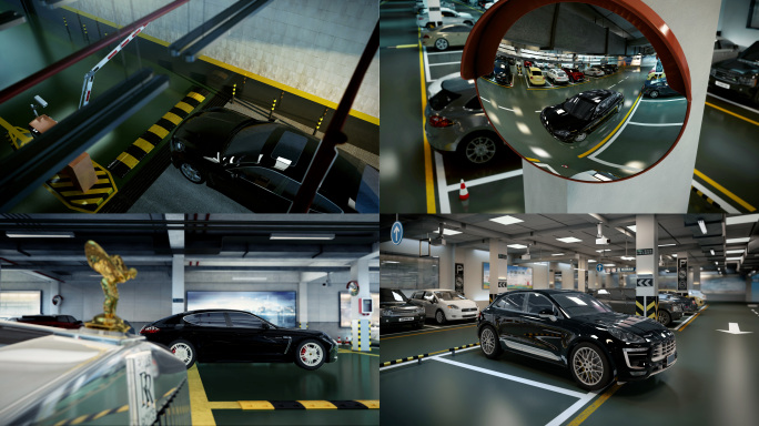 三维车入库停车场地下车库停车场车位停车场