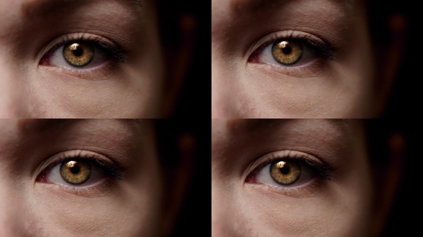 棕色女性眼球的静态镜头。