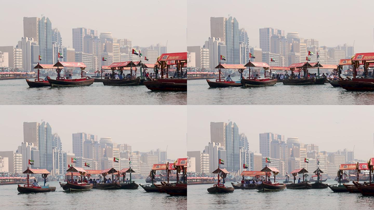 迪拜河的镜头船只迪拜风光国外景点