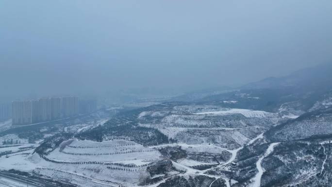 冬季大雪封山航拍视频