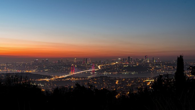 伊斯坦布尔日夜国外外国延时大景风光夜晚繁