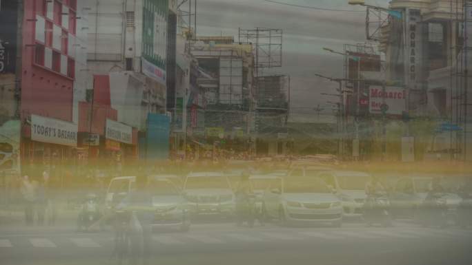 班加罗尔市中心交通街十字路口全景