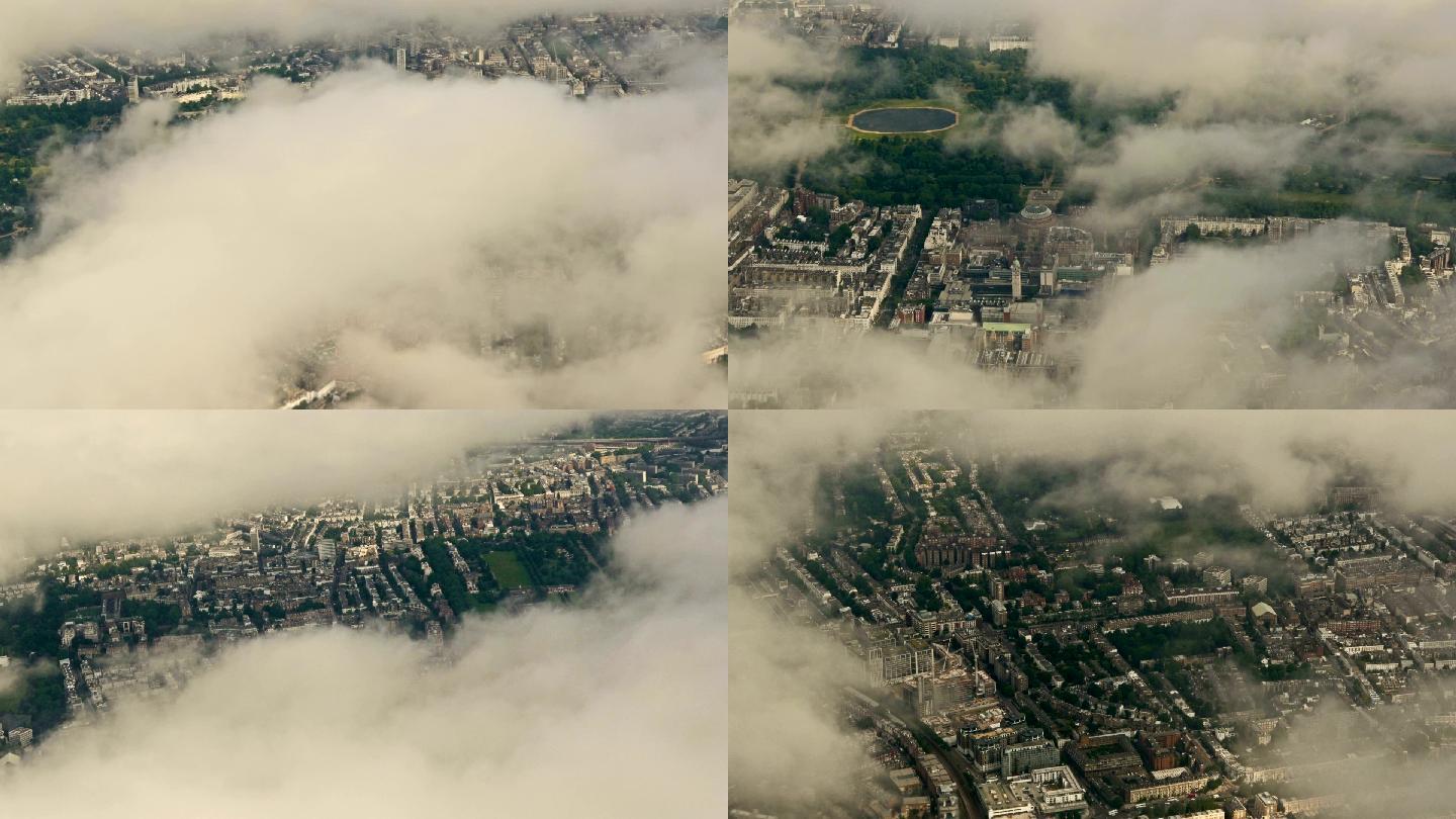 英国伦敦市中心著名地标上的云层