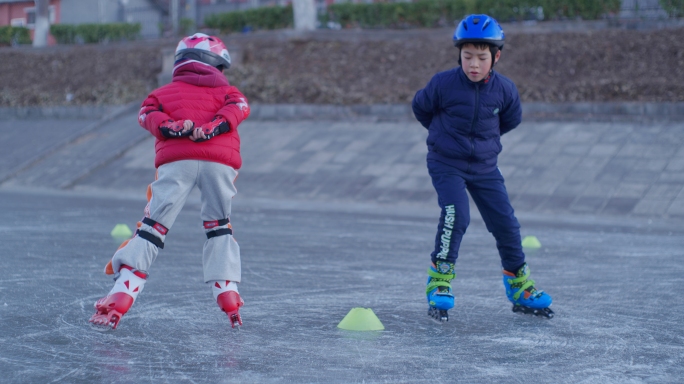4k永定河溜冰儿童滑冰冬季运动溜冰训练