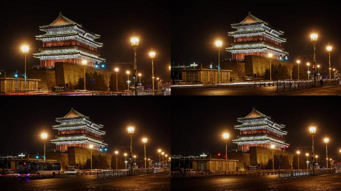 北京前门正阳楼夜景侧