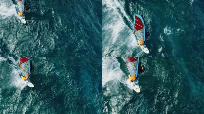风帆冲浪者航拍极限运动大海