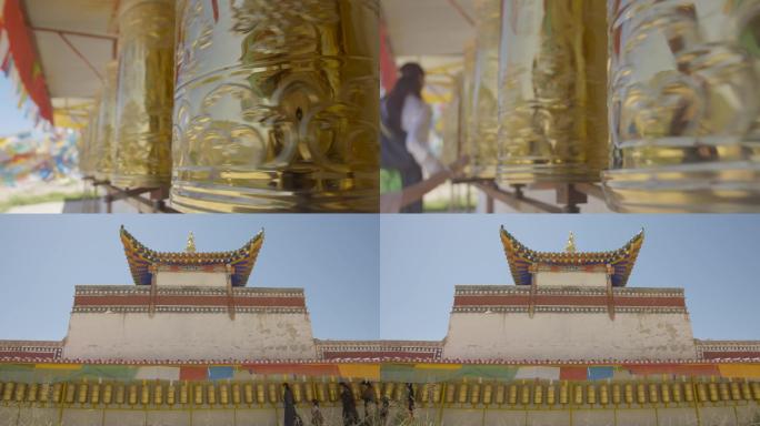 西藏寺庙女人转经筒