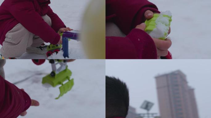 小孩打雪仗玩雪