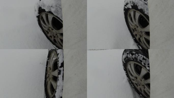 雪地上的车轮转向