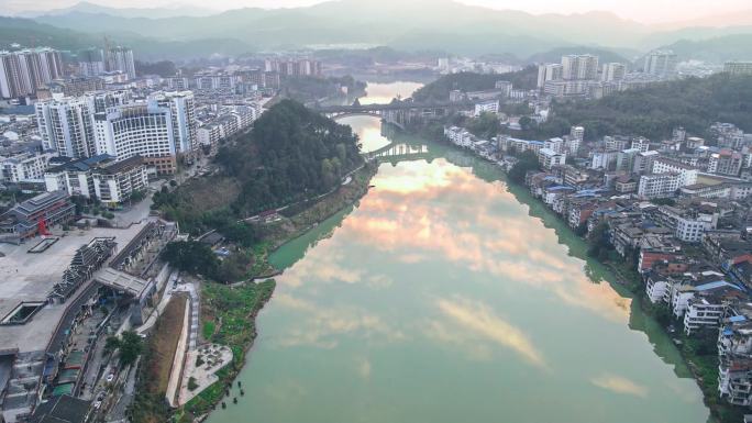 航拍广西柳州三江县