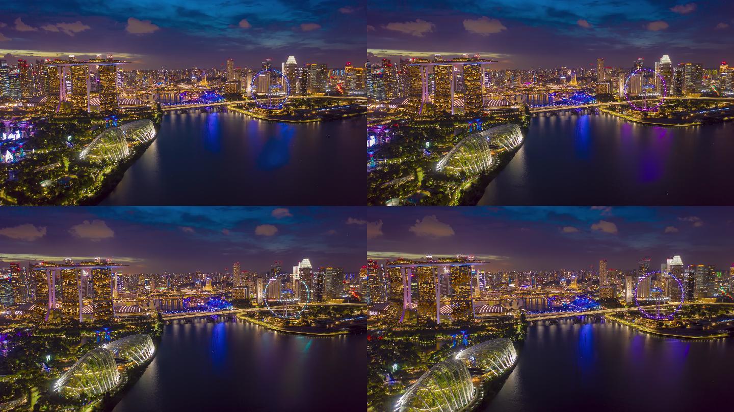 夜幕下新加坡城市天际线